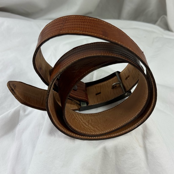 Vintage sterling 925 abalone belt buckle marlin Tony Lama lizard Mexico size 38 - Picture 10 of 15